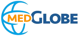 Blue and orange MedGlobe text